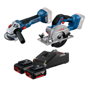 Kit Serra A Bateria Circular 18v Gks 18v-51 Bosch + Esmerilhadeira Angular Gws 18v-10 Brushless + 2 Baterias 18v 4.0 Ah + Carregador Gal18v-40 Bosch