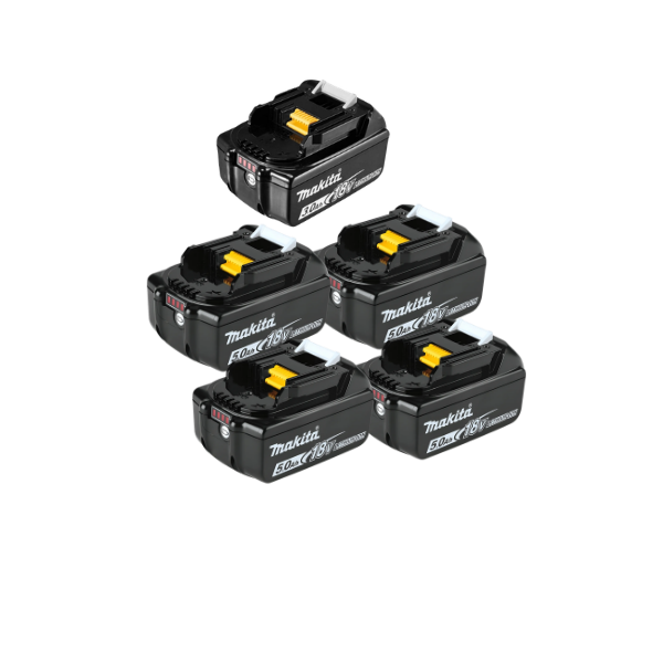 Kit Parafusadeira de Impacto DHP490WF1B 18v e Aspirador de Pó DCL180Z + 5 Baterias (1/3.0ah + 4/5.0ah) e carregador Makita