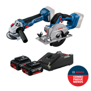 Kit Serra A Bateria Circular 18v Gks 18v-51 Bosch + Esmerilhadeira Angular Gws 18v-10 Brushless + 2 Baterias 18v 4.0 Ah + Carregador Gal18v-40 Bosch