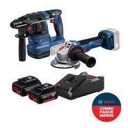 Kit Martelete Perfurador 18v 1.9J GBH 185-Li Bosch + Esmerilhadeira 5 18v Gws 18v-11S + 2 Baterias 18v 4.0 Ah + Carregador Gal18v-40 Bosch