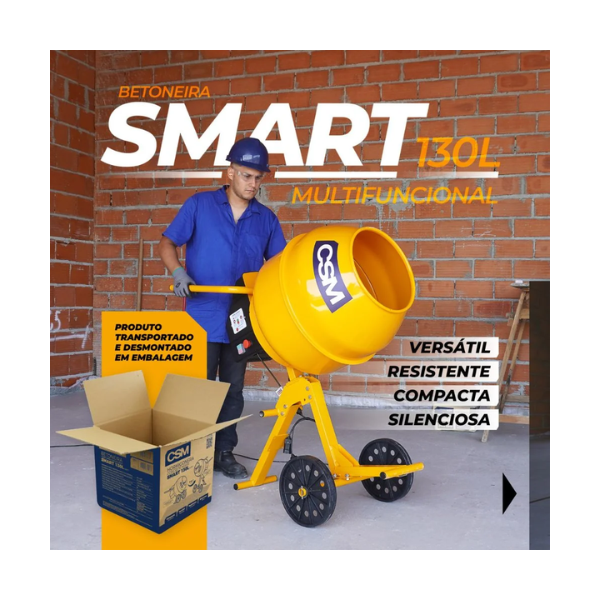 Betoneira para concreto smart desmontada 130L com motor mono 220v