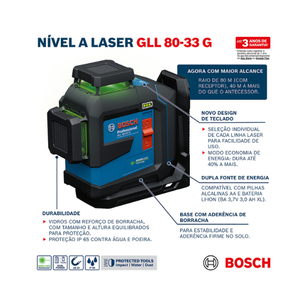 Nível Laser Gll 80-33 G Profissional Bosch