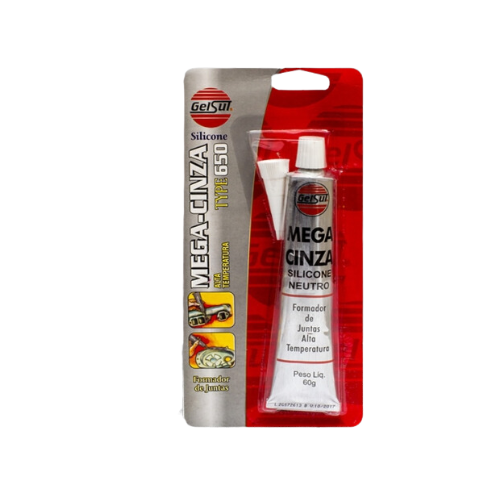 adesivo silicone neutro cinza 60g mega 010006 alta temperatura gelfix 524426