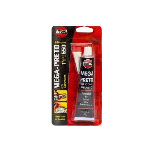 adesivo silicone neutro preto 60g mega 010005 alta temperatura gelfix