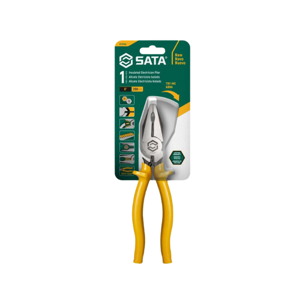 Alicate Eletricista 8 Amarelo Ref St75104l Sata
