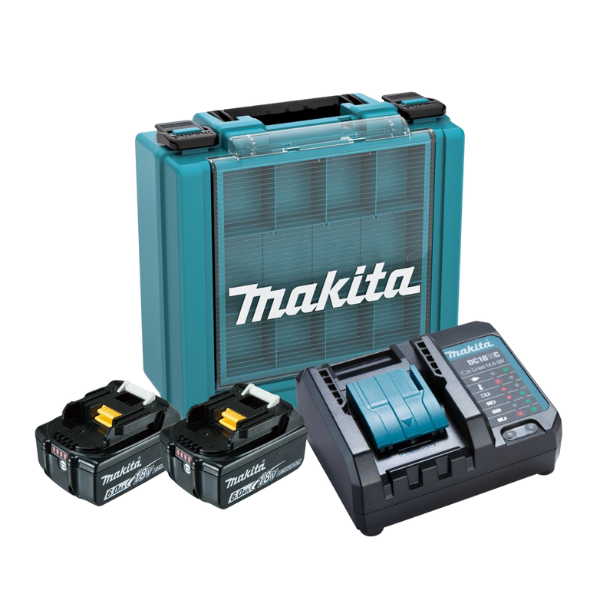 bateria recarregavel 18v 6ah 2pcs carreg mal kitmak1860b makita