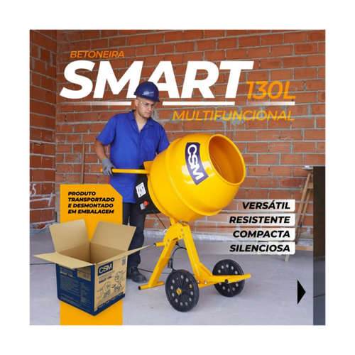 Betoneira para concreto smart desmontada 130L com motor mono 220v CSM