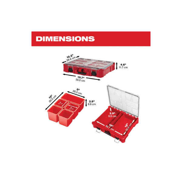 caixa organizadora tampa transp plast packout 48228430 milwaukee 538573