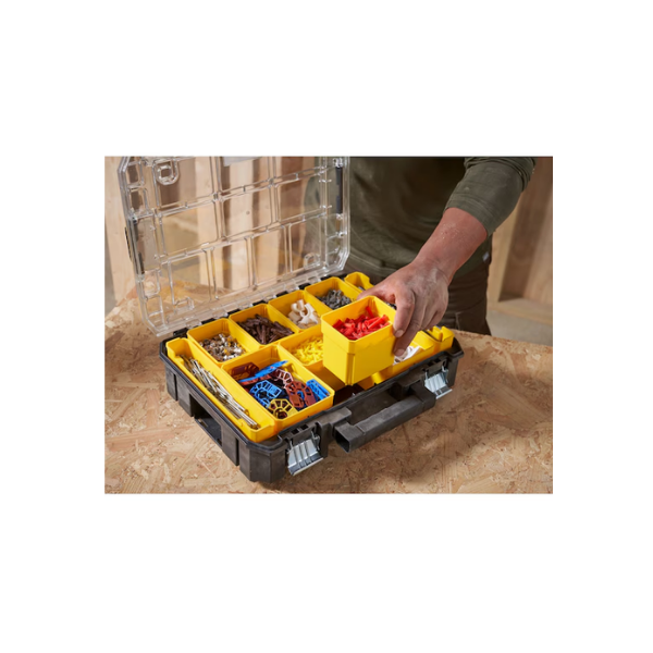 caixa organizadora tampa transparente plast pro stack fmst829671 stanley