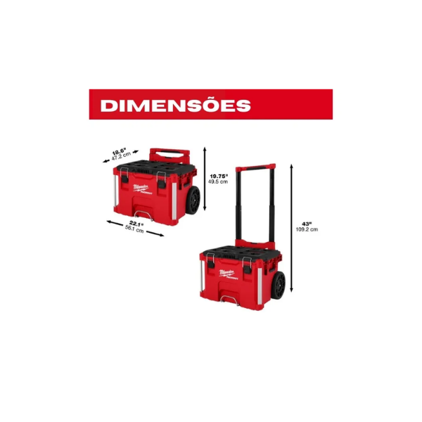 Caixa Organizadora Profunda Plást Com Roda Packout 48-22-8427 Milwaukee