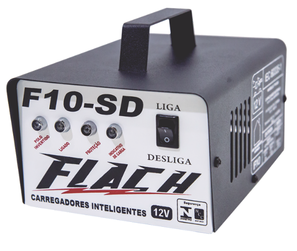 Carregador De Bateria Automático 10Amp 12V Bivolt F10-Sd Flach