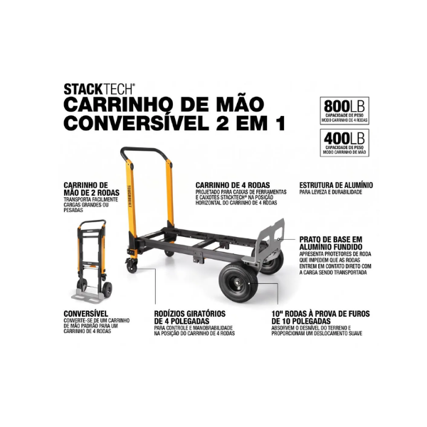 carrinho manual e plataforma 2 em 1 stacktech tbb1t20 toughbuilt