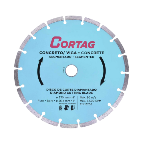Disco Diamantado Liso Segmentado Concreto viga 230mm 60597 Cortag