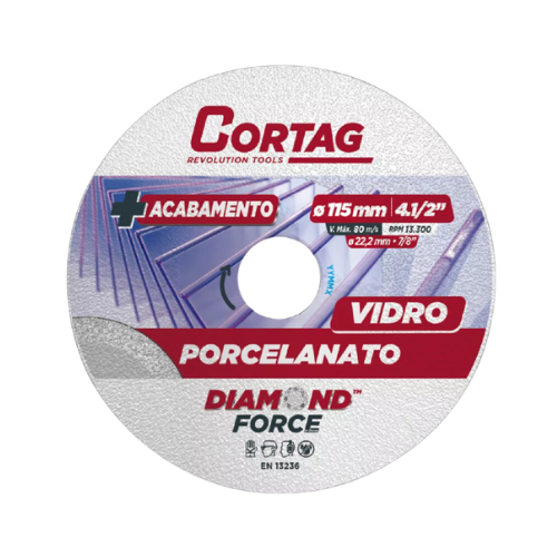 Disco Diamantado Liso Segmentado Porcelanato Vidro 115mm 62797 Cortag