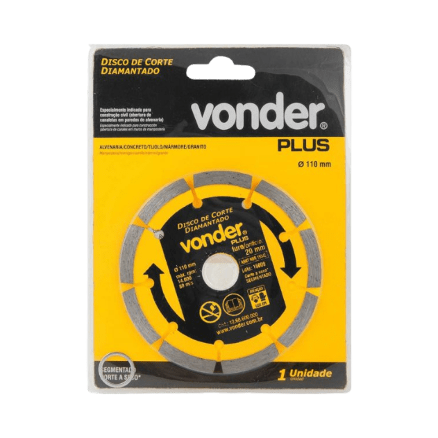 disco diamantado segmentado 110mm x 20mm vonder