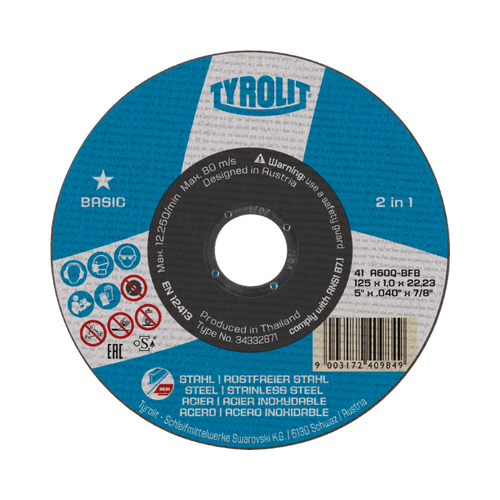 Disco Corte 5 X 1.00 X 7/8 Inox A60q-bfb Basic Tyrolit