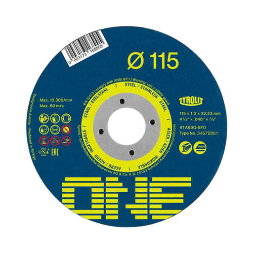 Disco Corte 4.1/2 X 1.00 X 7/8 Inox A60q-bf Basic Tyrolit