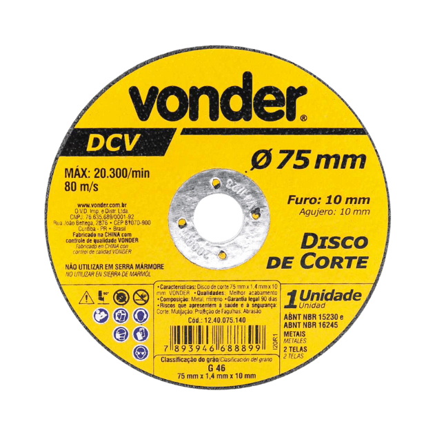 Disco Corte 75 X 1.4 X 10 Vonder