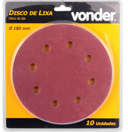 Disco De Lixa P/ Lixadeira Parede 7 G80 8 Furos C/ 10 Un Vonder