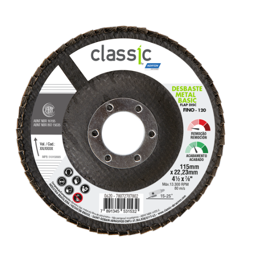 Disco De Lixa Flap-Disc 4.1/2 G120 Metal Curvo Classic/Standard Norton