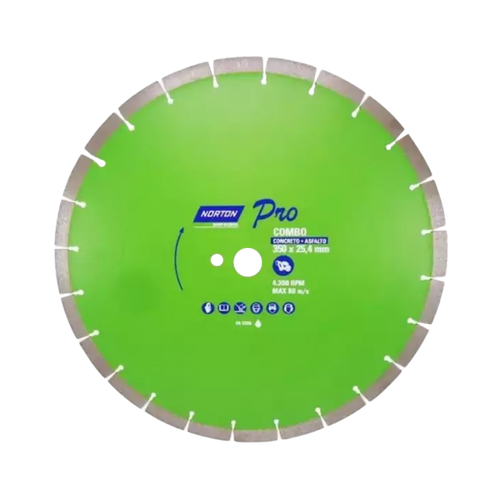 Disco Diamantado Segmentado 350 X 25.4 P/Asfalto Norton