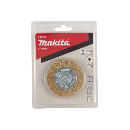 Escova De Aço Circular 3 75mm Encaixe 14 D73689 Makita