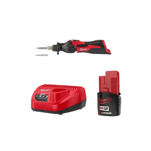 FERRO SOLDA 90W A BATERIA 12V 2AH C BOLSA 2488159N MILWAUKEE