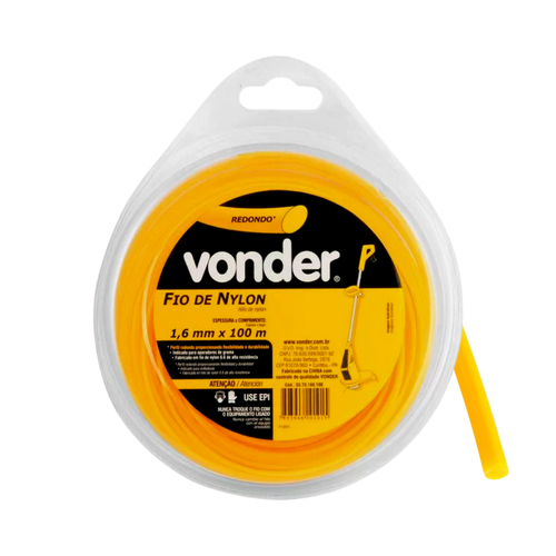 Fio De Nylon Para Aparadores De Grama 1.6mm Com 100 metros Redondo Vonder