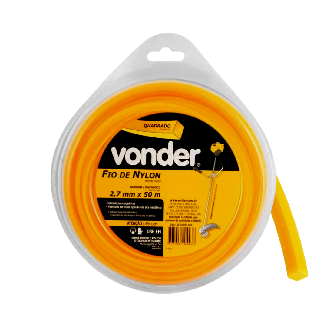 Fio De Nylon Para Roçadeira 2.7mm Com 50 metros Quadrado Vonder
