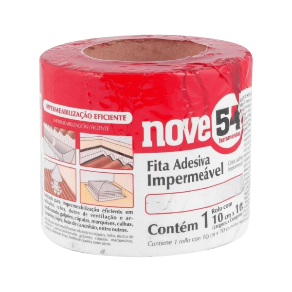 fita adesiva impermeavel 100mm 10m aluminio nove54
