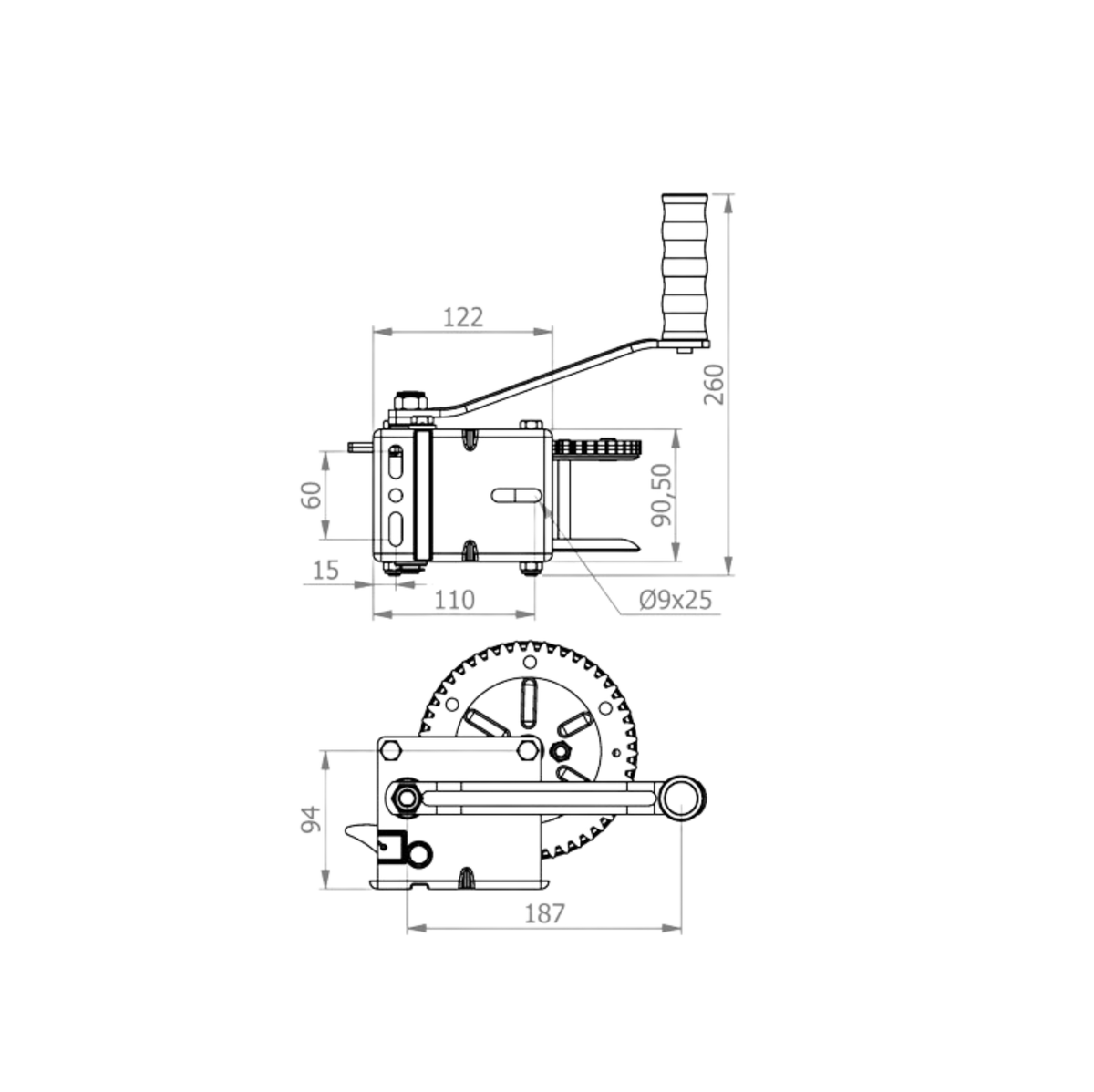 guincho manual catraca 600kg ref g2 sem cinta famit 11324