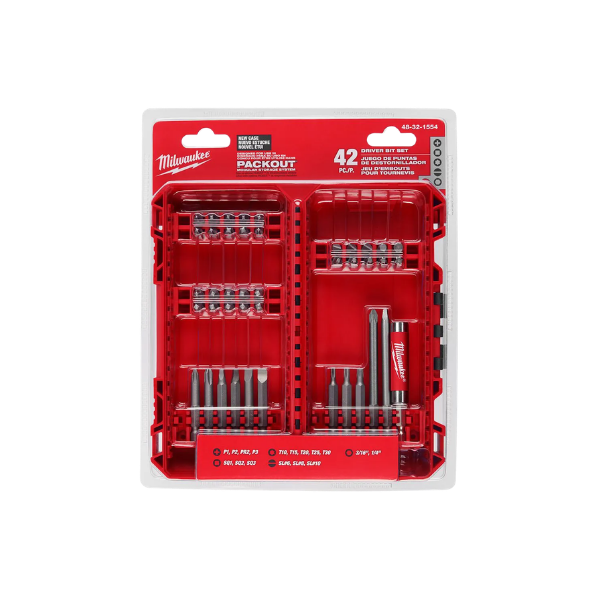 JOGO BITS 42 PECAS PACKOUT 48321554 MILWAUKEE