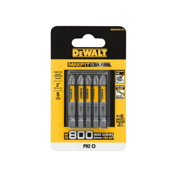 jogo bits phillips ph2 maxfit ultra 2 5pcs 50mm dwaf2ph25h dewalt 531229