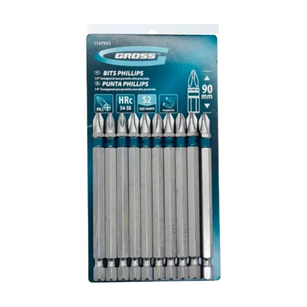 jogo bits phillips ponta dupla 90mm 10pcs 1137955 531894