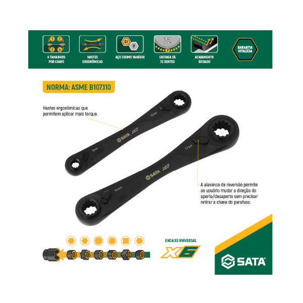jogo chave catraca quadbox x6 2pcs st09059g sata