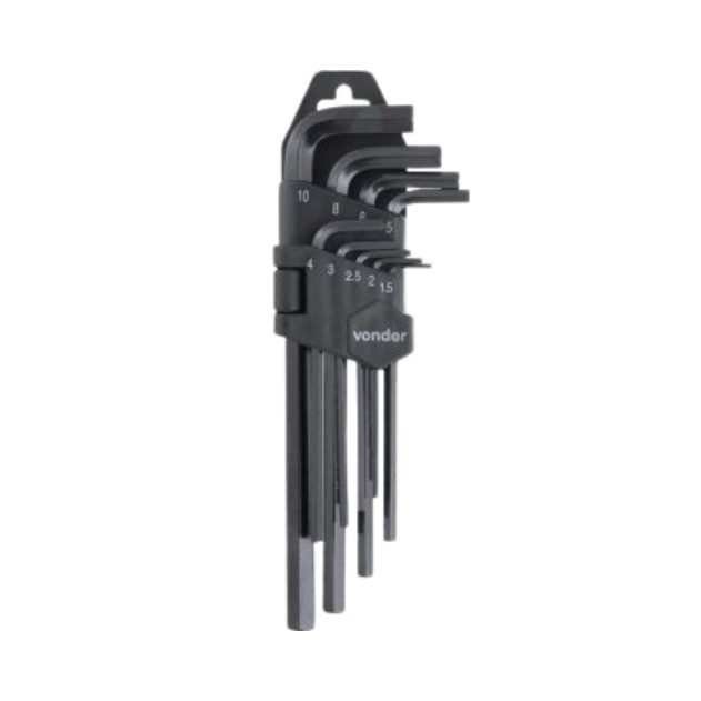 Jogo Chave Hexagonal Allen Curta Com 09 pecas 1,5 A 10mm Vonder