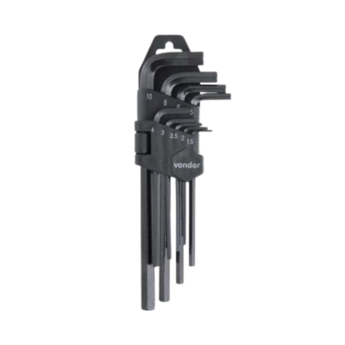 Jogo Chave Hexagonal Allen Curta Com 09 pecas 1,5 A 10mm Vonder