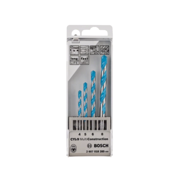 jogo de broca multiconstruction 4mm a 8mm 4 pecas bosch