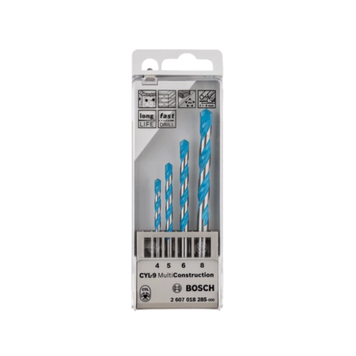 jogo de broca multiconstruction 4mm a 8mm 4 pecas bosch