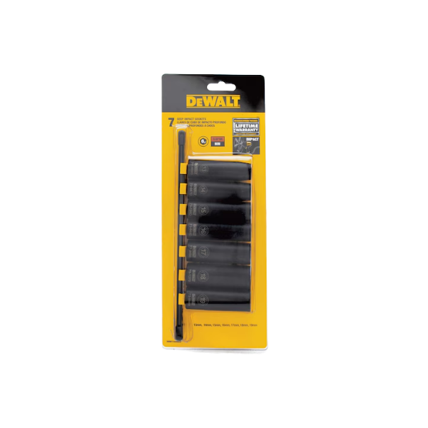 JOGO SOQUETE IMPACTO SEXTAVADO LONGO COM 7PC DWMT74449OSP DEWALT