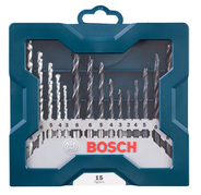 Jogo Broca Aço Rápido/Madeira/Videa C/ 15 Pçs X-Line Bosch