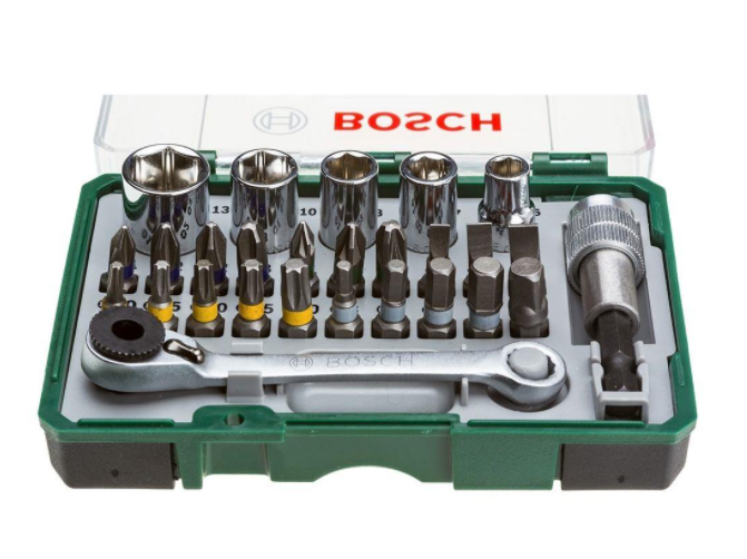 Jogo Bits Fenda/Phil (27 Pçs) 3 a 25mm C/ Catraca Bosch