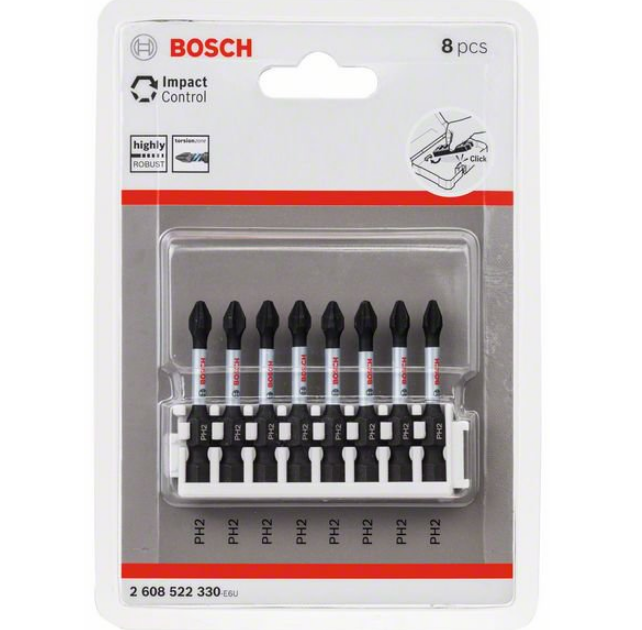Jogo Bits Phillips Impact Control (08 pçs) 50mm Bosch