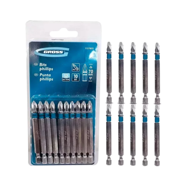 Jogo Bits Phillips Ponta Dupla 70mm 10 Pçs 1137855 Gross