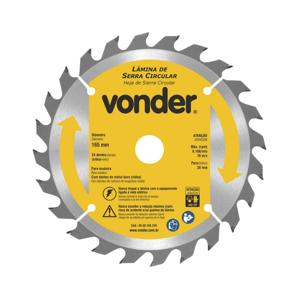 lamina para serra circular madeira videa 165 mm vonder
