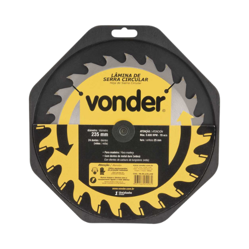 lamina para serra circular madeira videa 235mm 24d vonder