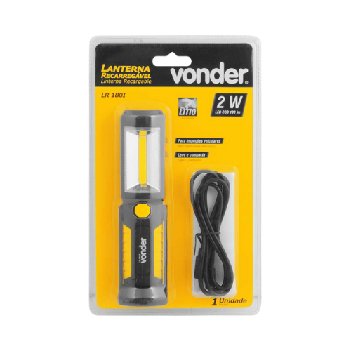 lanterna recarregavel de inspecao 2w cob 3 leds lr180i litio vonder