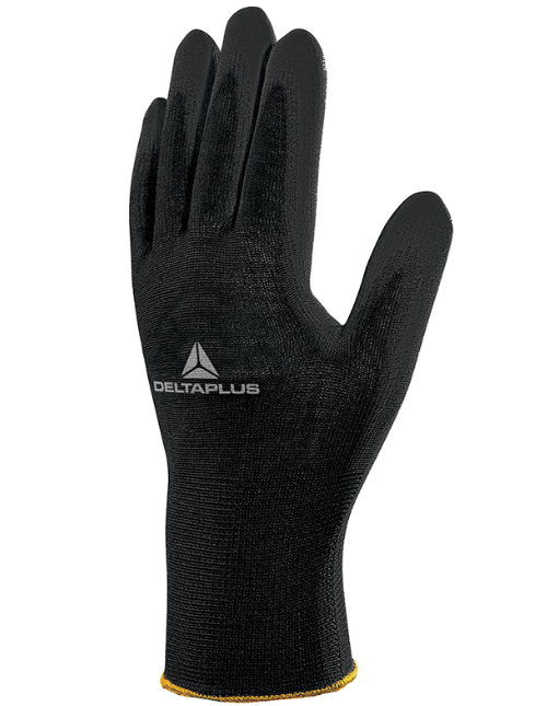 Luva Segurança Poliester GG/10 com Revestimento PU/PTO VE702 Delta Plus P Preto