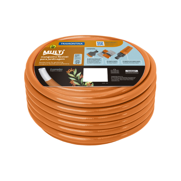 mangueira jardim laranja 12 flex rolo c 15m Tramontina 530282