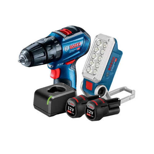 PARAFUSADEIRA DE IMPACTO BRUSHLESS + LANTERNA 12V  GSB 12V-30 + GLI12 BOSCH